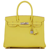 Hermes Birkin 30 Lime Clemence Palladium Hardware