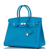 Hermes Birkin 35 Bleu Zanzibar Epsom Palladium Hardware