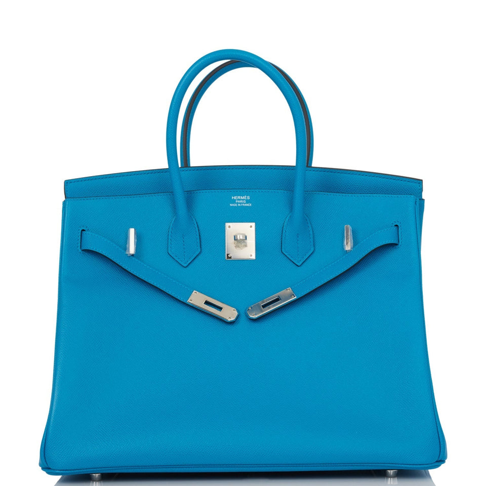 Hermes Birkin 35 Bleu Zanzibar Epsom Palladium Hardware
