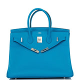 Hermes Birkin 35 Bleu Zanzibar Epsom Palladium Hardware