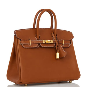 Hermes Birkin 25 Fauve Barenia Gold Hardware