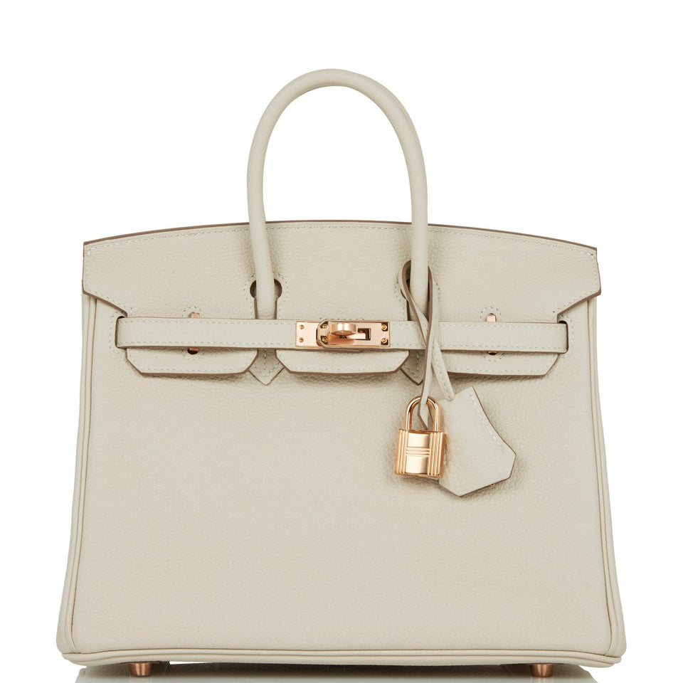 Hermes Birkin 25 Craie Togo Rose Gold Hardware
