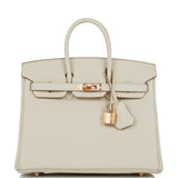 Hermes Birkin 25 Craie Togo Rose Gold Hardware