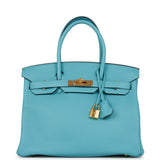 Hermes Birkin 30 Bleu Paon Togo Gold Hardware