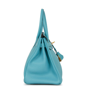 Hermes Birkin 30 Bleu Paon Togo Gold Hardware