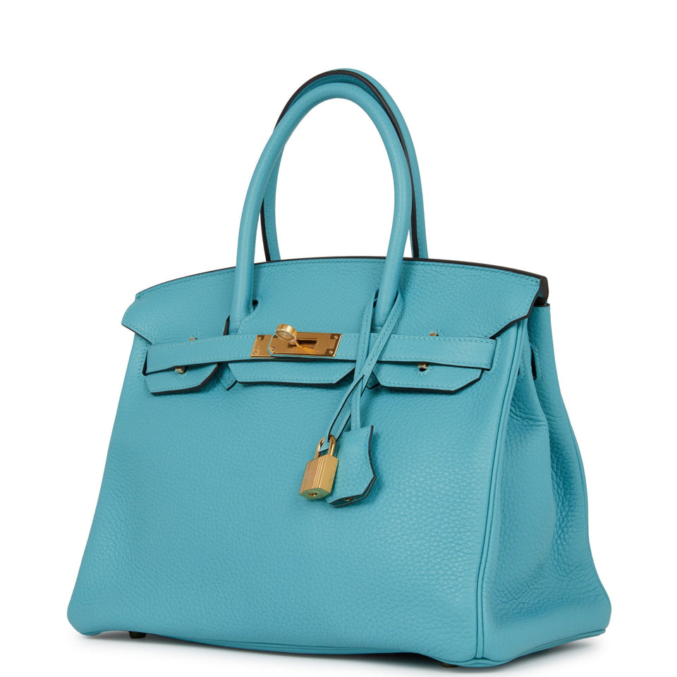 Hermes Birkin 30 Bleu Paon Togo Gold Hardware