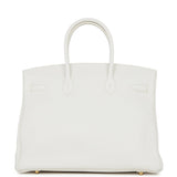 Hermes Birkin 35 White Clemence Gold Hardware