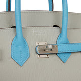 Hermes Special Order (HSS) Birkin 25 Gris Perle and Bleu du Nord Chèvre Brushed Palladium Hardware