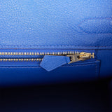 Hermes Special Order (HSS) Birkin 30 Vert Verone and Bleu Electric Epsom Brushed Gold Hardware