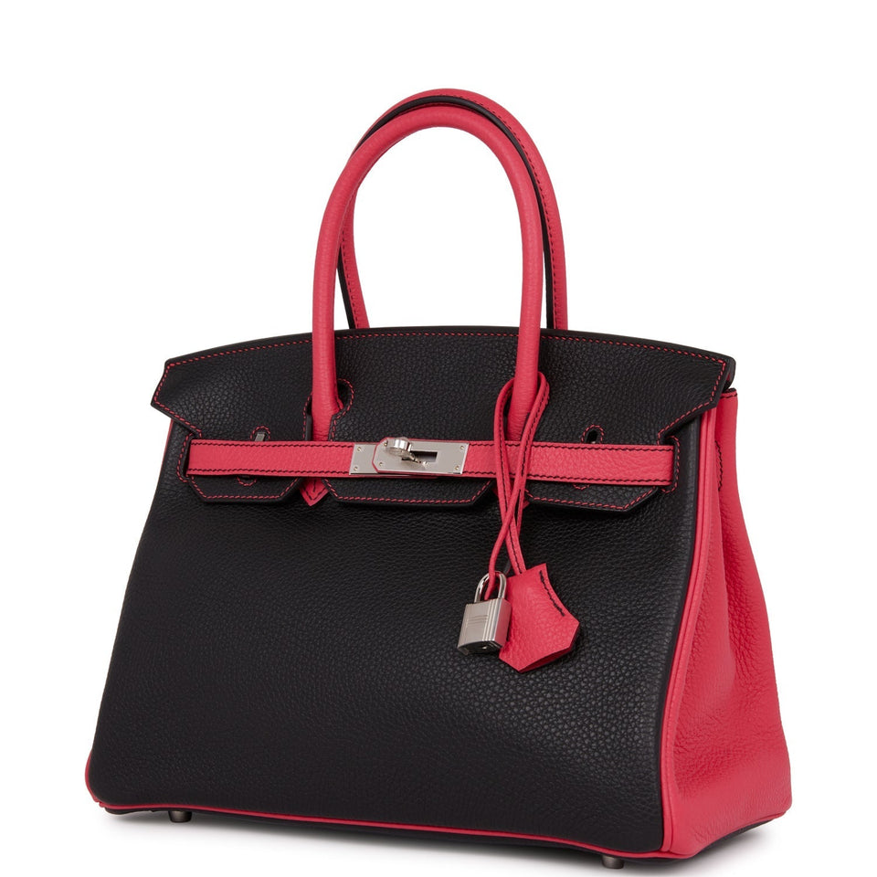 Hermes Special Order (HSS) Birkin 30 Black and Rose Extreme Clemence Palladium Hardware