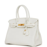 Hermes Birkin 30 White Clemence Gold Hardware