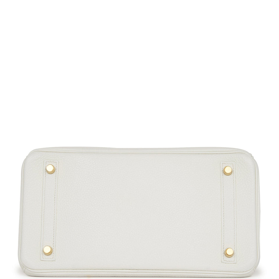 Hermes Birkin 30 White Clemence Gold Hardware