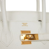 Hermes Birkin 30 White Clemence Gold Hardware