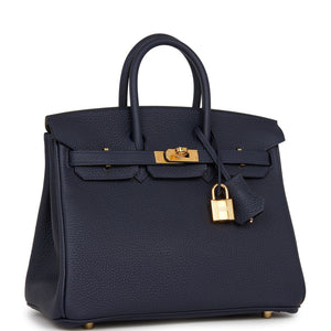 Hermes Birkin 25 Bleu Nuit Togo Gold Hardware