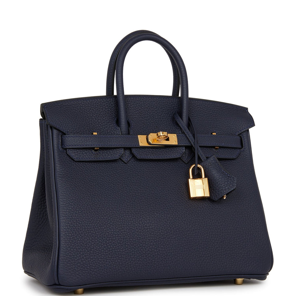 Hermes Birkin 25 Bleu Nuit Togo Gold Hardware