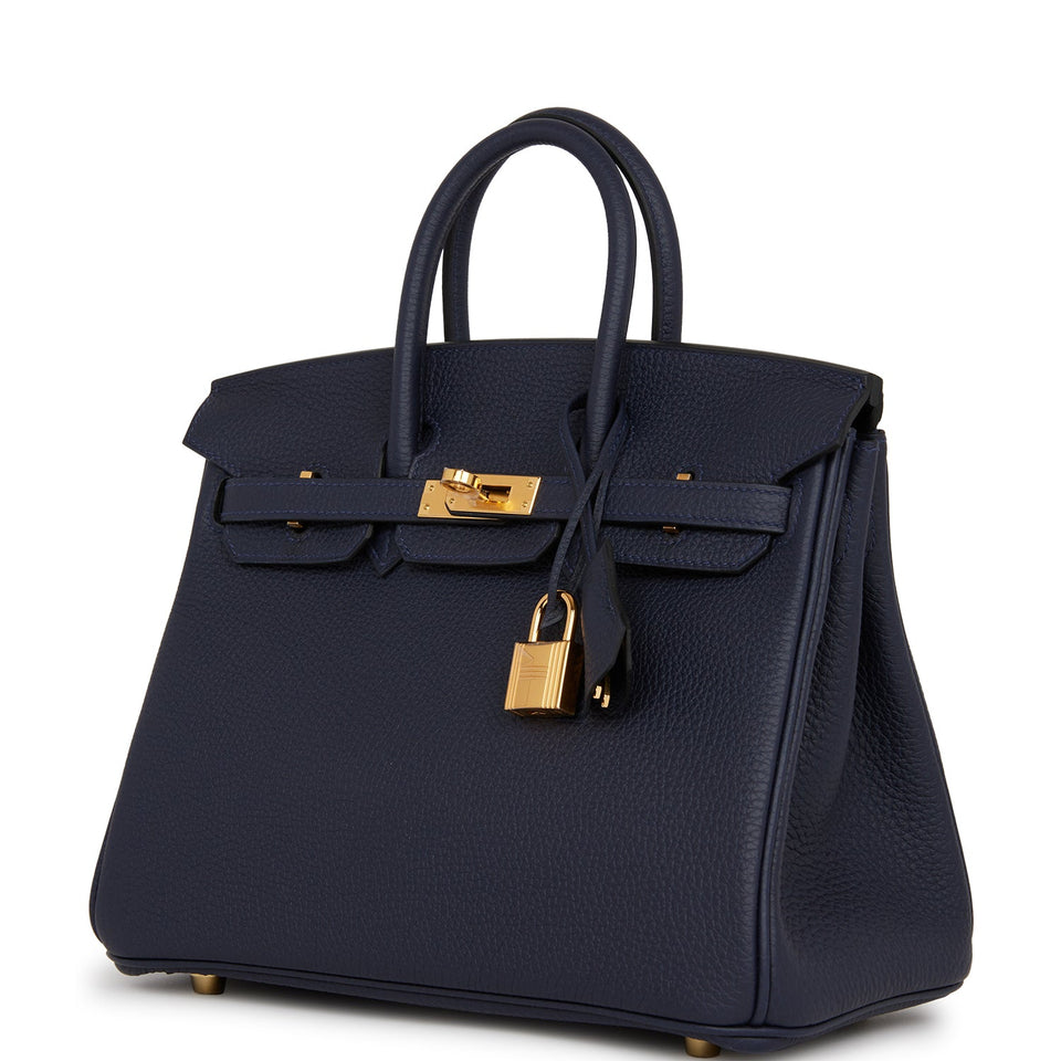 Hermes Birkin 25 Bleu Nuit Togo Gold Hardware