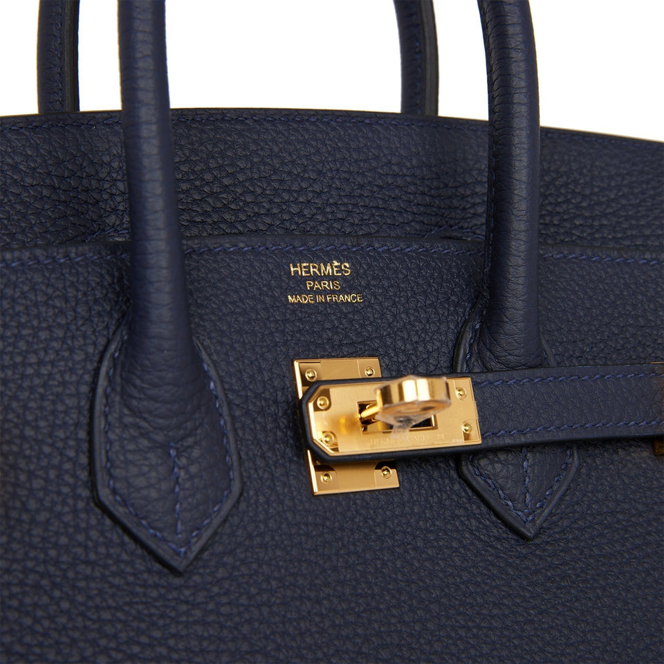 Hermes Birkin 25 Bleu Nuit Togo Gold Hardware