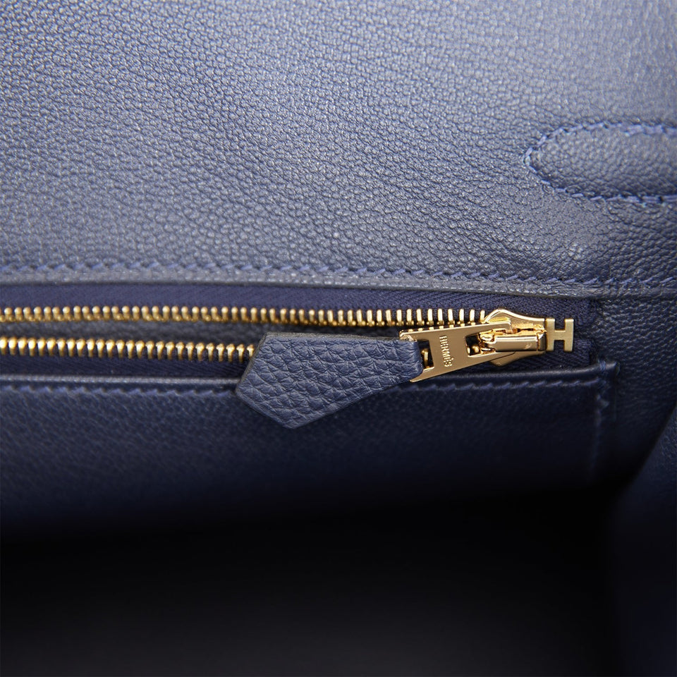 Hermes Birkin 25 Bleu Nuit Togo Gold Hardware