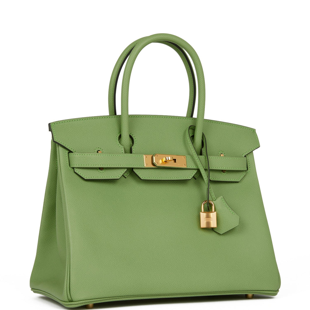 Hermes Birkin 30 Vert Criquet Epsom Gold Hardware