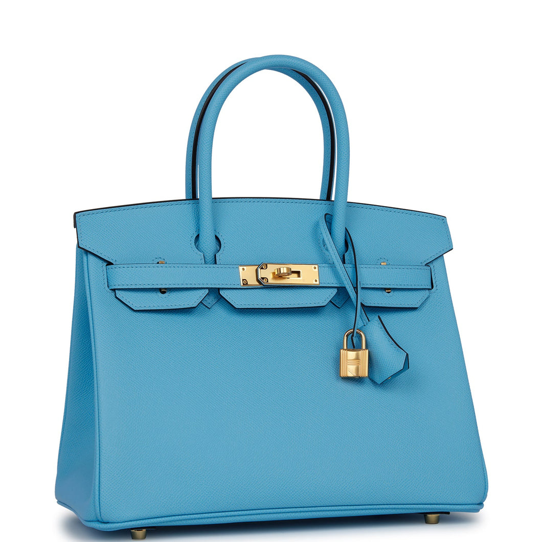 Hermes Birkin 30 Celeste Epsom Gold Hardware