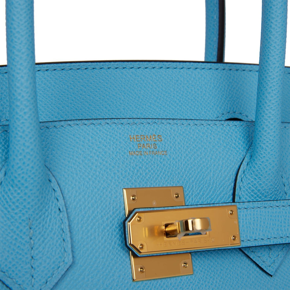 Hermes Birkin 30 Celeste Epsom Gold Hardware