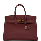 Hermes Birkin 35 Rouge H Togo Gold Hardware Deposit