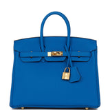 Hermes Birkin 25 Bleu Zellige Togo Gold Hardware