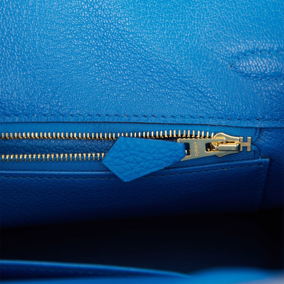 Hermes Birkin 25 Bleu Zellige Togo Gold Hardware