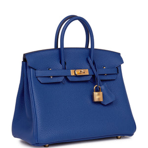 Hermes Birkin 25 Bleu France Togo Gold Hardware