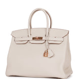 Hermes Birkin 35 Craie Togo Rose Gold Hardware