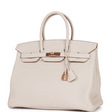 Hermes Birkin 35 Craie Togo Rose Gold Hardware