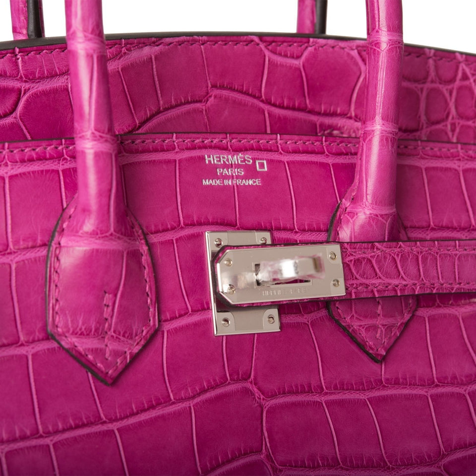 Hermes Birkin 25 Rose Scheherazade Matte Alligator Palladium Hardware