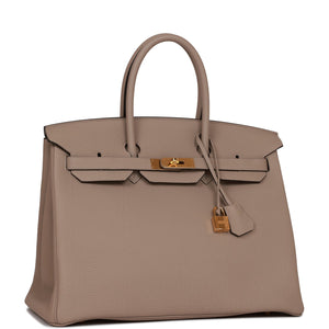 Hermes Birkin 35 Gris Tourterelle Togo Gold Hardware