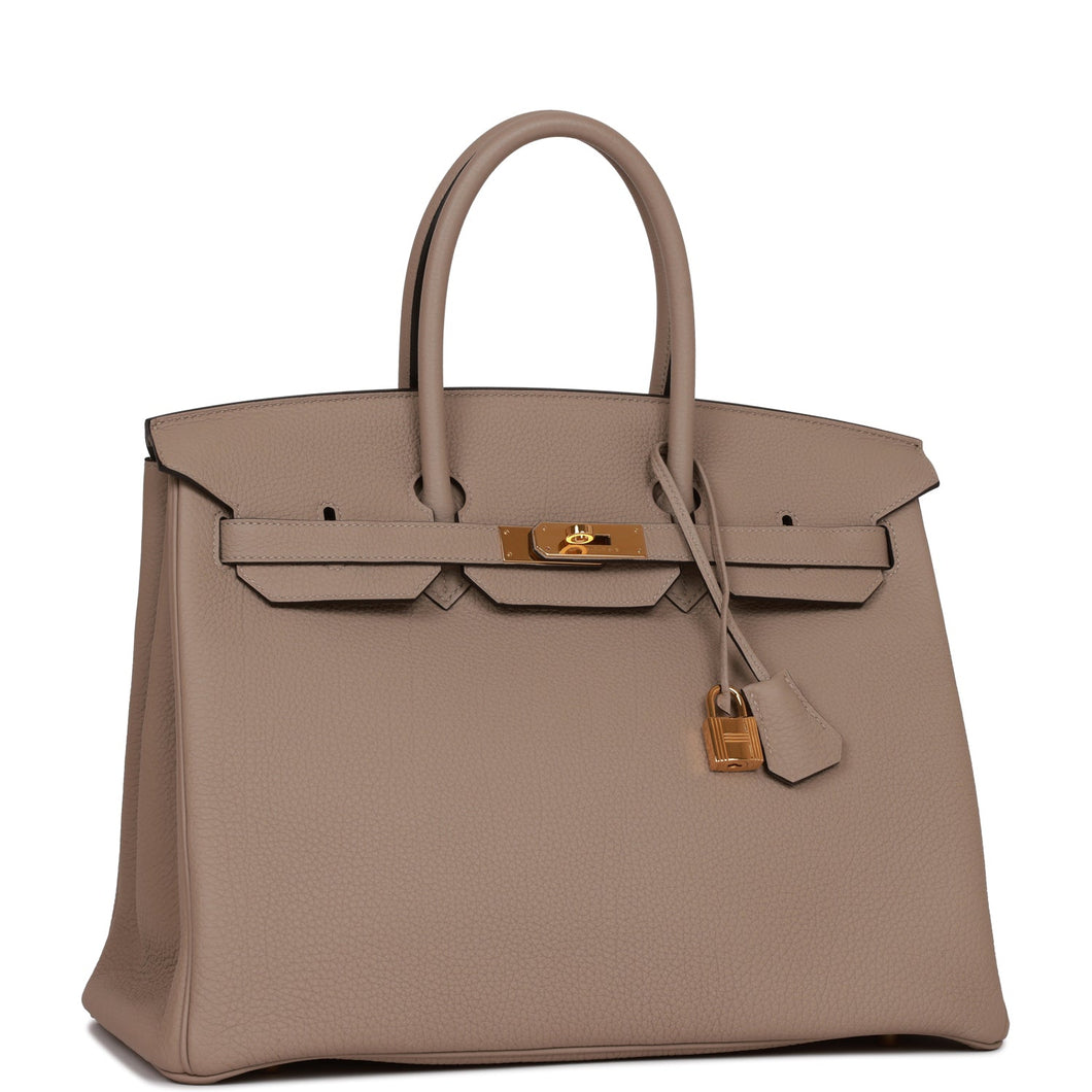 Hermes Birkin 35 Gris Tourterelle Togo Gold Hardware