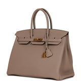 Hermes Birkin 35 Gris Tourterelle Togo Gold Hardware