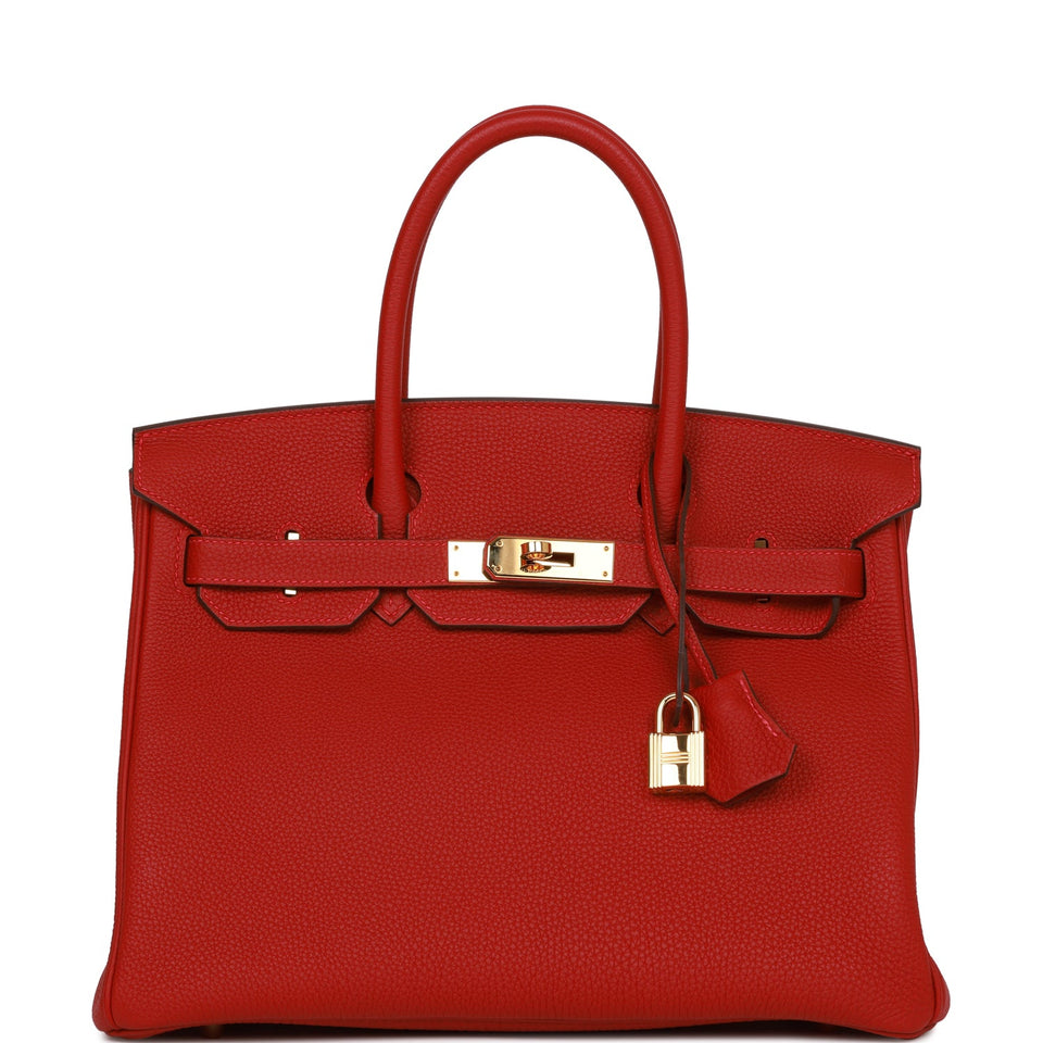 Hermes Birkin 30 Rouge Vif Togo Gold Hardware