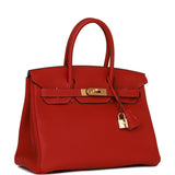 Hermes Birkin 30 Rouge Vif Togo Gold Hardware