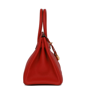 Hermes Birkin 30 Rouge Vif Togo Gold Hardware