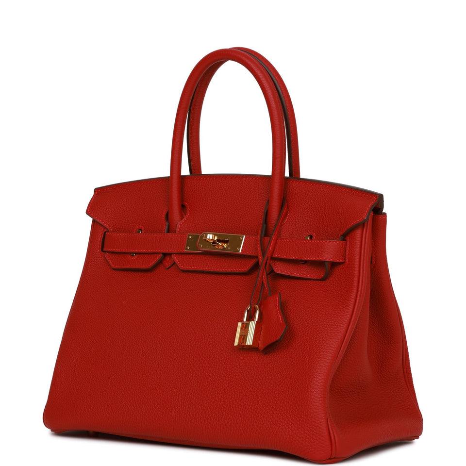 Hermes Birkin 30 Rouge Vif Togo Gold Hardware