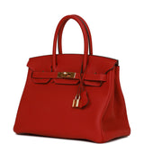Hermes Birkin 30 Rouge Vif Togo Gold Hardware