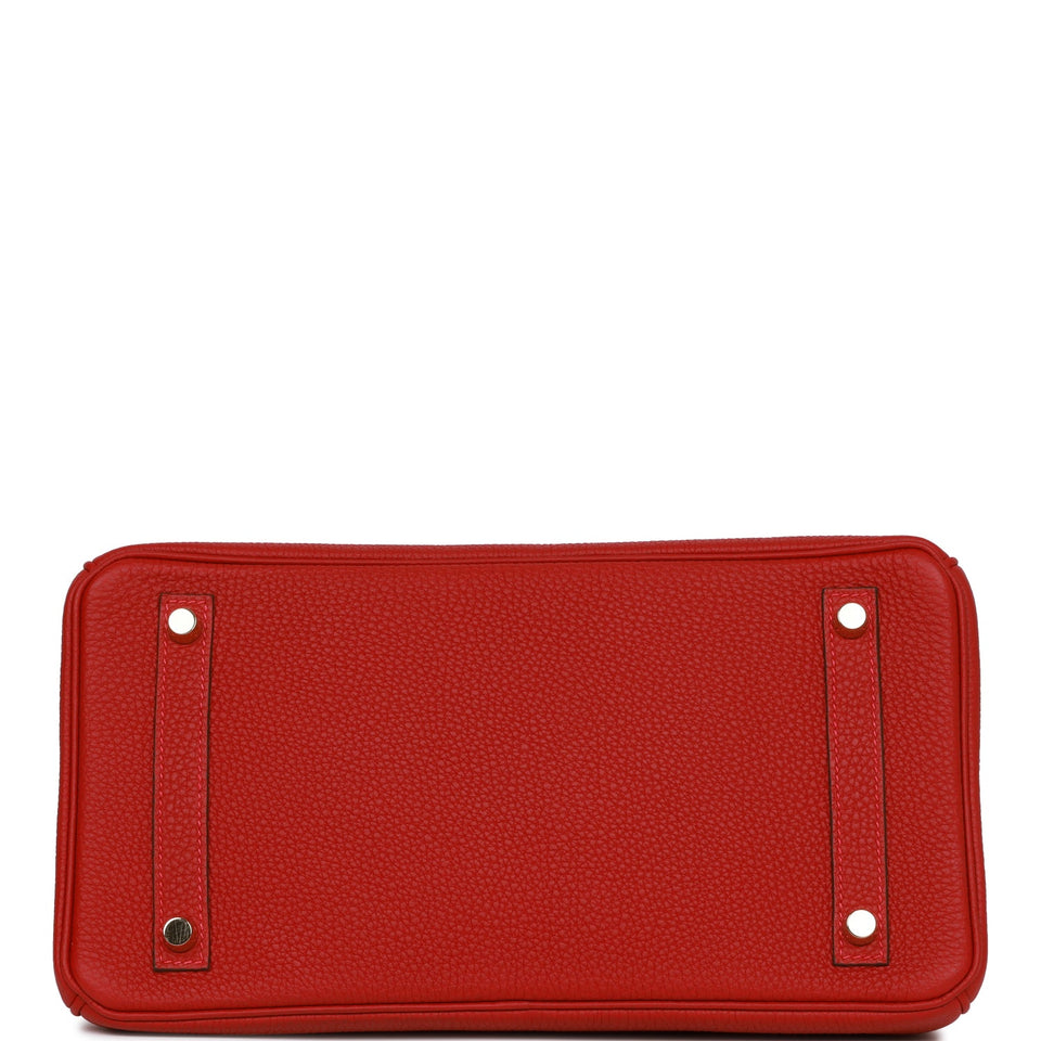 Hermes Birkin 30 Rouge Vif Togo Gold Hardware