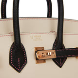 Hermes Special Order (HSS) Birkin Sellier 25 Nata and Black Epsom Rose Gold Hardware