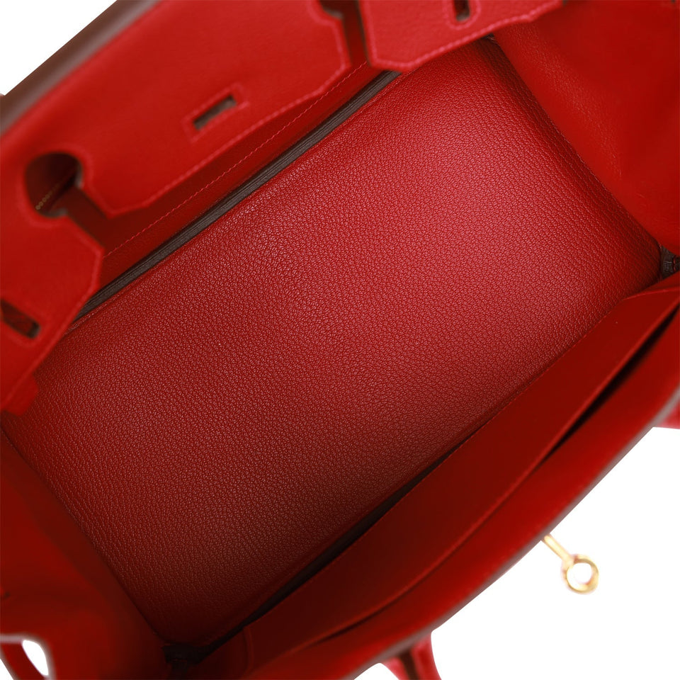 Hermes Birkin 30 Rouge Vif Togo Gold Hardware