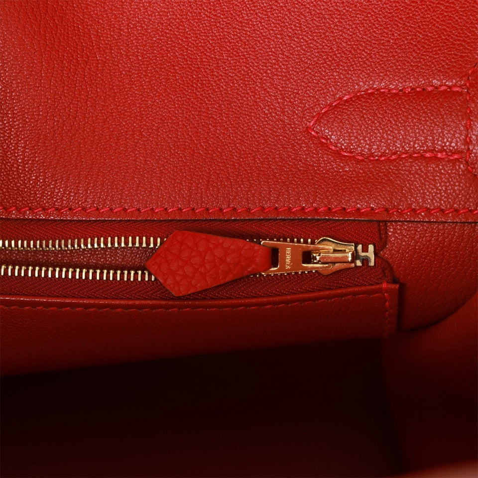 Hermes Birkin 30 Rouge Vif Togo Gold Hardware
