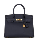 Hermes Birkin 30 Bleu Nuit Togo Gold Hardware