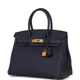 Hermes Birkin 30 Bleu Nuit Togo Gold Hardware