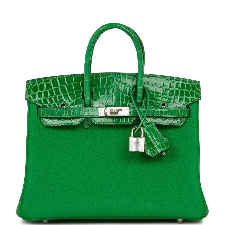 Hermes Birkin 25 Bambou Shiny Crocodile and Togo Touch Palladium Hardware