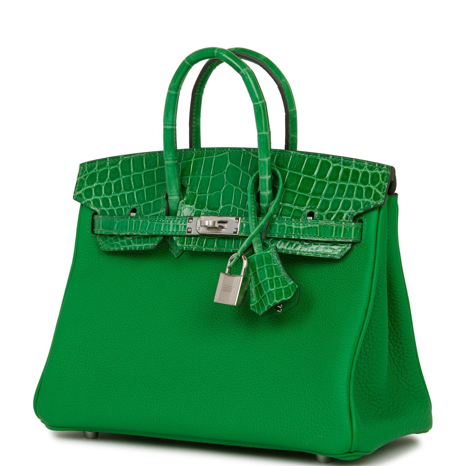 Hermes Birkin 25 Bambou Shiny Crocodile and Togo Touch Palladium Hardware