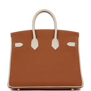 Hermes Special Order (HSS) Birkin 25 Gold and Craie Togo Brushed Gold Hardware