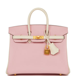 Hermes Special Order (HSS) Birkin 25 Rose Sakura and Nata Chèvre Brushed Gold Hardware